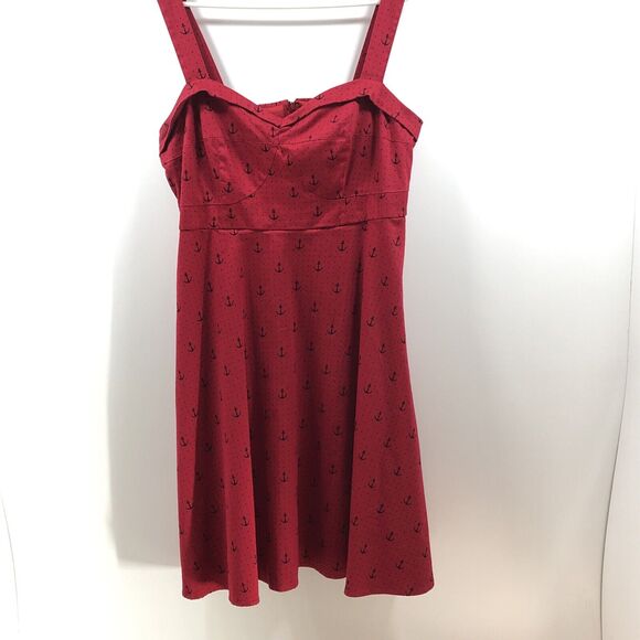 Torrid Anchor Miranda Dress Size 16 Pinup 50s Style‎ Red Anchor Sailor Nautical - Picture 1 of 6